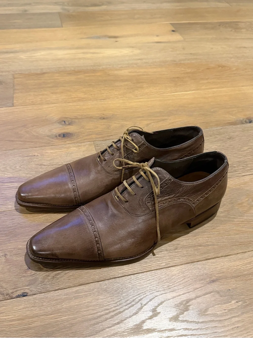 Magnanni Brown Leather Cap Toe Brogue Oxford Dress Shoes Men’s 11M